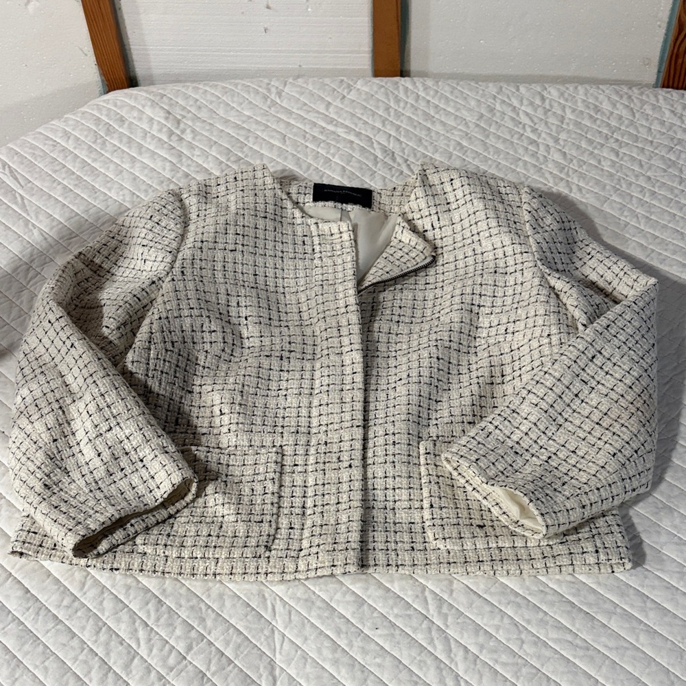 Banana Republic Ivory Tweed Blazer Sz 14